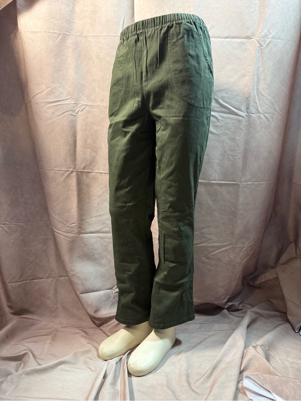 278-Women’s Corduroy Elastic-Waist Pants - Dark Olive